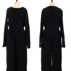 LONG SLEEVE CREW NECK JUMPSUIT POLYESTER w/ BELT WHO WHAT WEAR Size Small